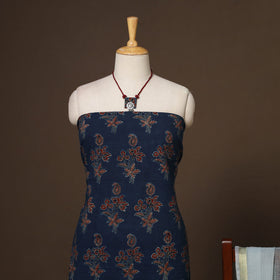 Blue - 2pc unstitched dress material with jewellery set 25