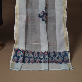 Blue - 2pc unstitched dress material with jewellery set 25