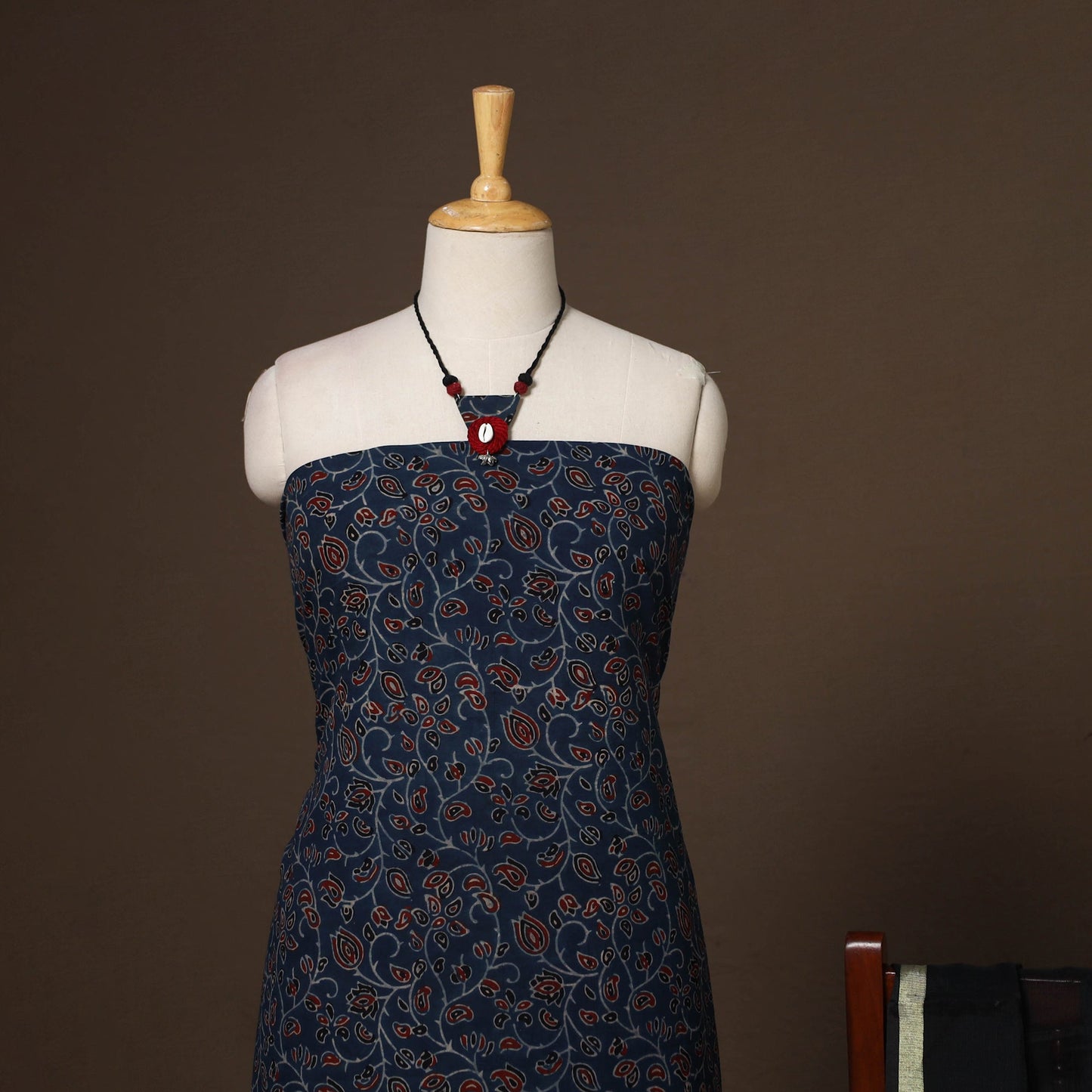 Blue - 2pc unstitched dress material with jewellery set 30