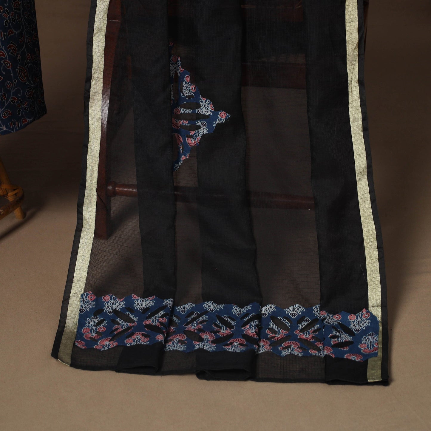 Blue - 2pc unstitched dress material with jewellery set 30