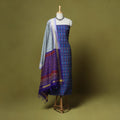 Blue - 2pc unstitched handloom sico pochampally ikat dress