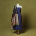 Blue - 2pc unstitched handloom sico pochampally ikat dress