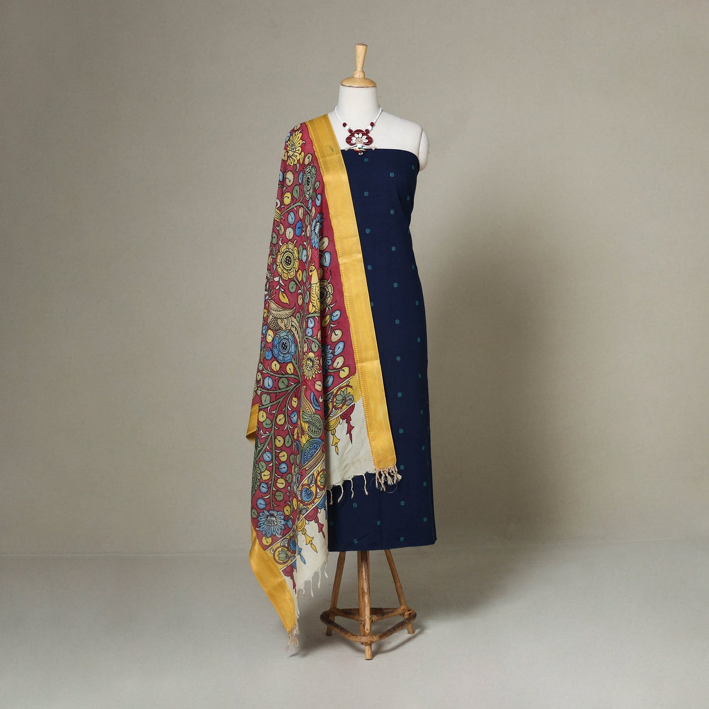 Blue - 2pc unstitched jacquard dress material