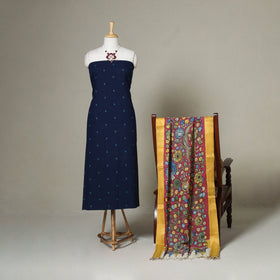 Blue - 2pc unstitched jacquard dress material