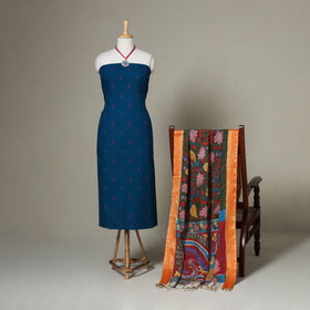 Blue - 2pc unstitched jacquard dress material