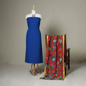 Blue - 2pc unstitched jacquard dress material