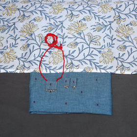 Blue - 2pc unstitched jacquard dress material