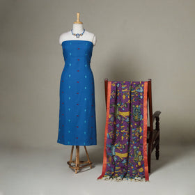 Blue - 2pc unstitched jacquard dress material