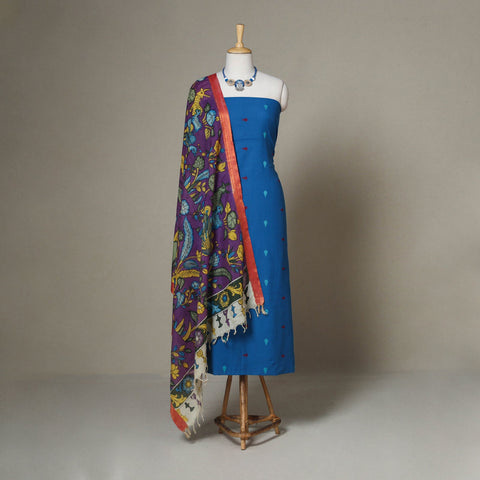 Blue - 2pc unstitched jacquard dress material