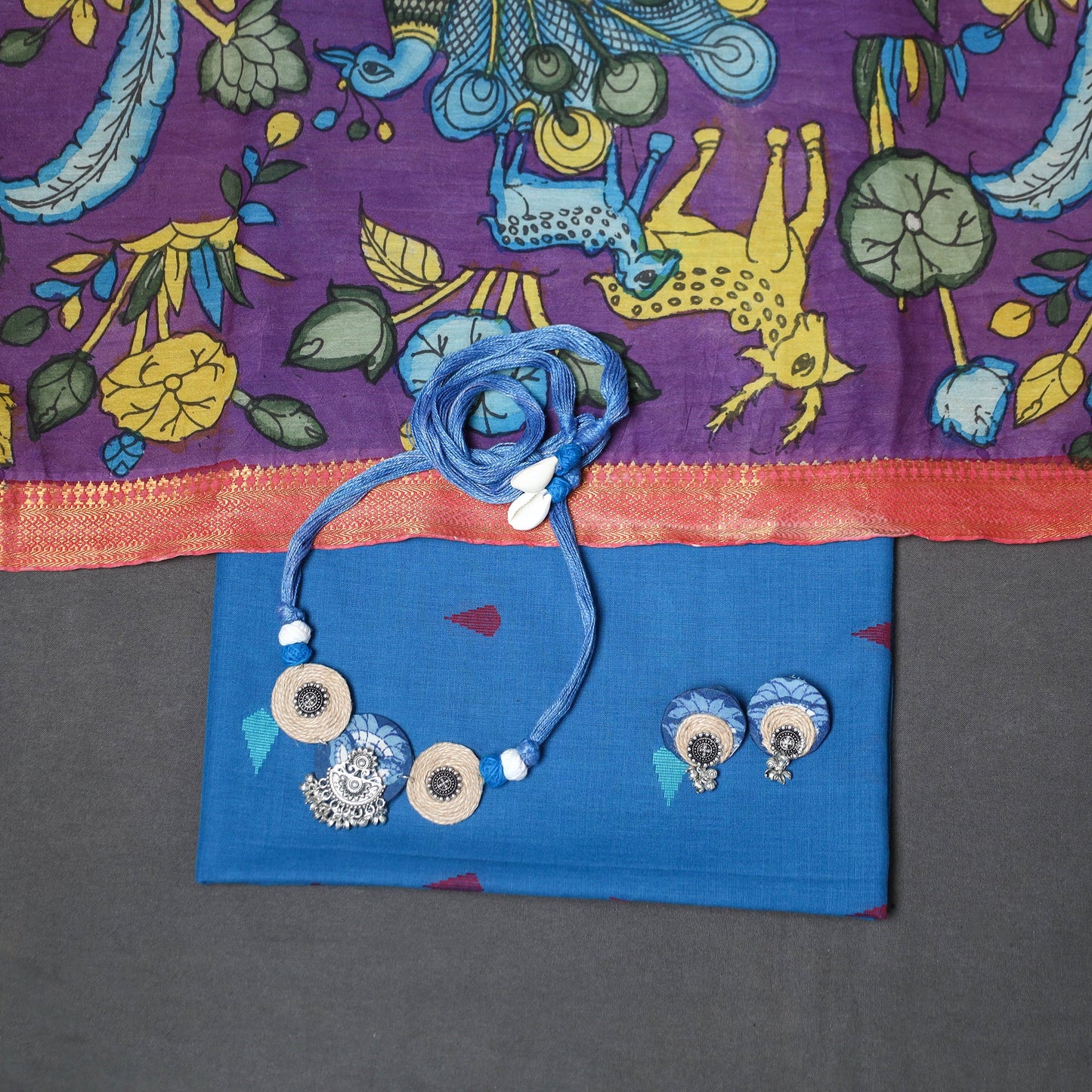 Blue - 2pc unstitched jacquard dress material