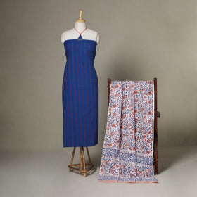 Blue - 2pc unstitched jacquard dress material