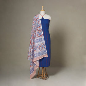 Blue - 2pc unstitched jacquard dress material