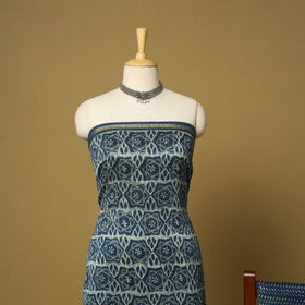 Blue - 3pc akola printed chanderi silk unstitched suit