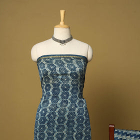 Blue - 3pc akola printed chanderi silk unstitched suit