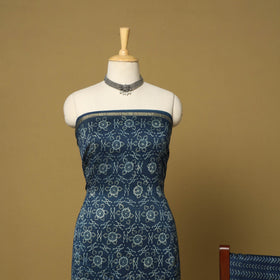 Blue - 3pc akola printed chanderi silk unstitched suit