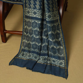 Blue - 3pc akola printed chanderi silk unstitched suit