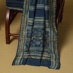 Blue - 3pc akola printed chanderi silk unstitched suit