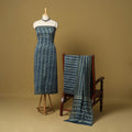 Blue - 3pc akola printed chanderi silk unstitched suit