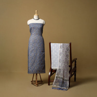 3pc kota doria cotton sanganeri unstitched dress material
