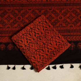 Blue 3pc Block Print Natural Dyed Ajrakh Dress Material