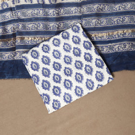 3pc chanderi silk unstitched hand sanganeri dress material