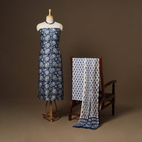 3pc chanderi silk unstitched hand sanganeri dress material