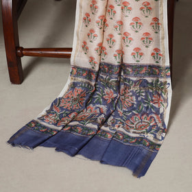 Blue - 3pc chanderi silk unstitched sanganeri dress