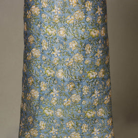 Blue - 3pc chanderi silk unstitched sanganeri dress