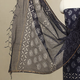  3pc Block Print Cotton Blue Batik Dress Material