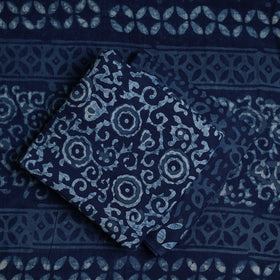  Indigo Cotton Bagru Print Dress Material Set 