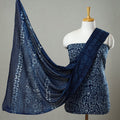  Indigo Cotton Bagru Print Dress Material Set 