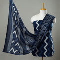  Indigo Cotton Bagru Print Dress Material Set 