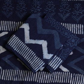  Indigo Cotton Bagru Print Dress Material Set 