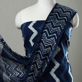  Indigo Cotton Bagru Print Dress Material Set 