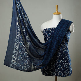 Buy Indigo Cotton Bagru Print Dress Material Set Online at iTokri.com