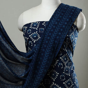 Buy Indigo Cotton Bagru Print Dress Material Set Online at iTokri.com