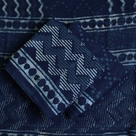 Buy Indigo Cotton Bagru Print Dress Material Set Online at iTokri.com