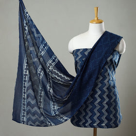 Buy Indigo Cotton Bagru Print Dress Material Set Online at iTokri.com