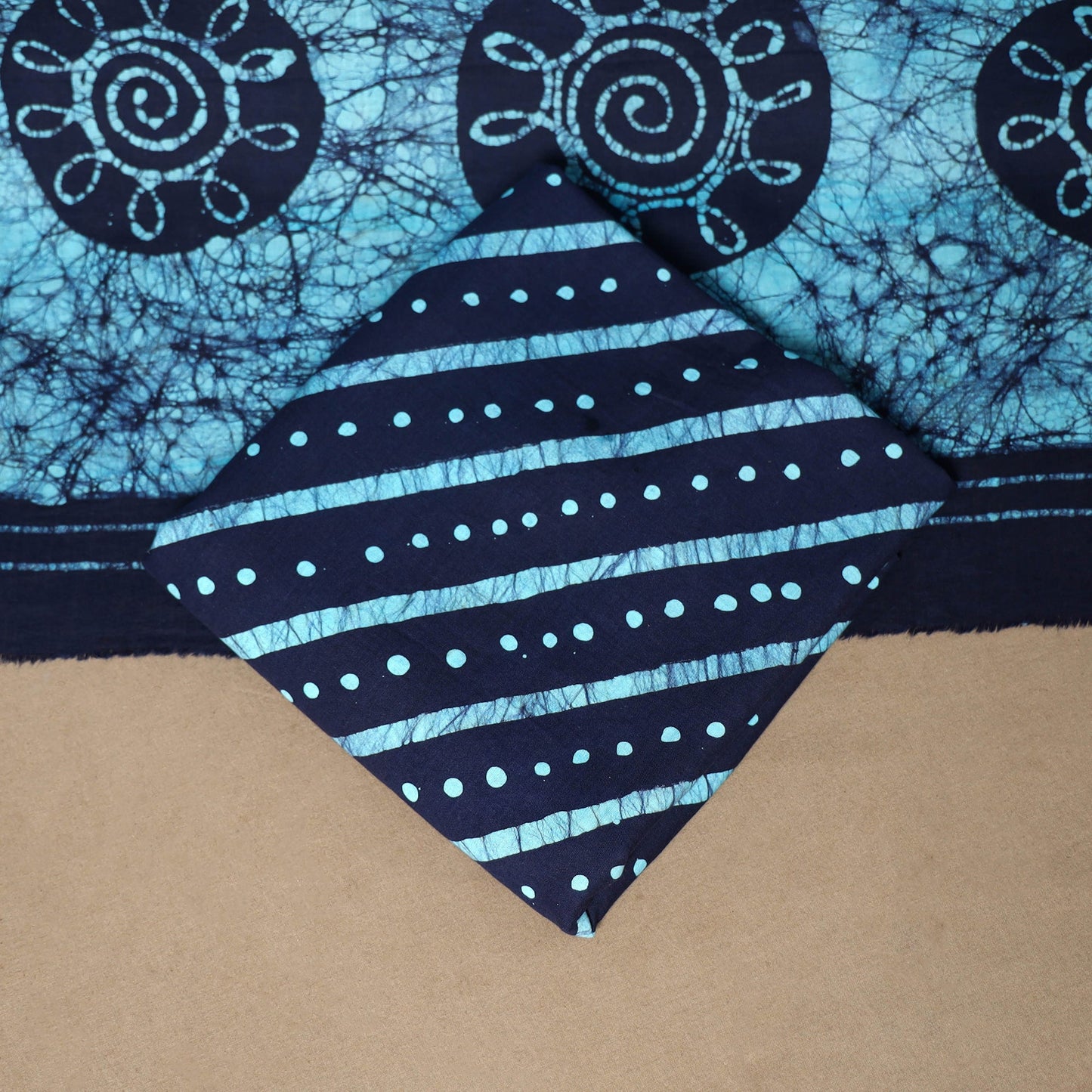 Blue - 3pc cotton kutch batik dress material 06