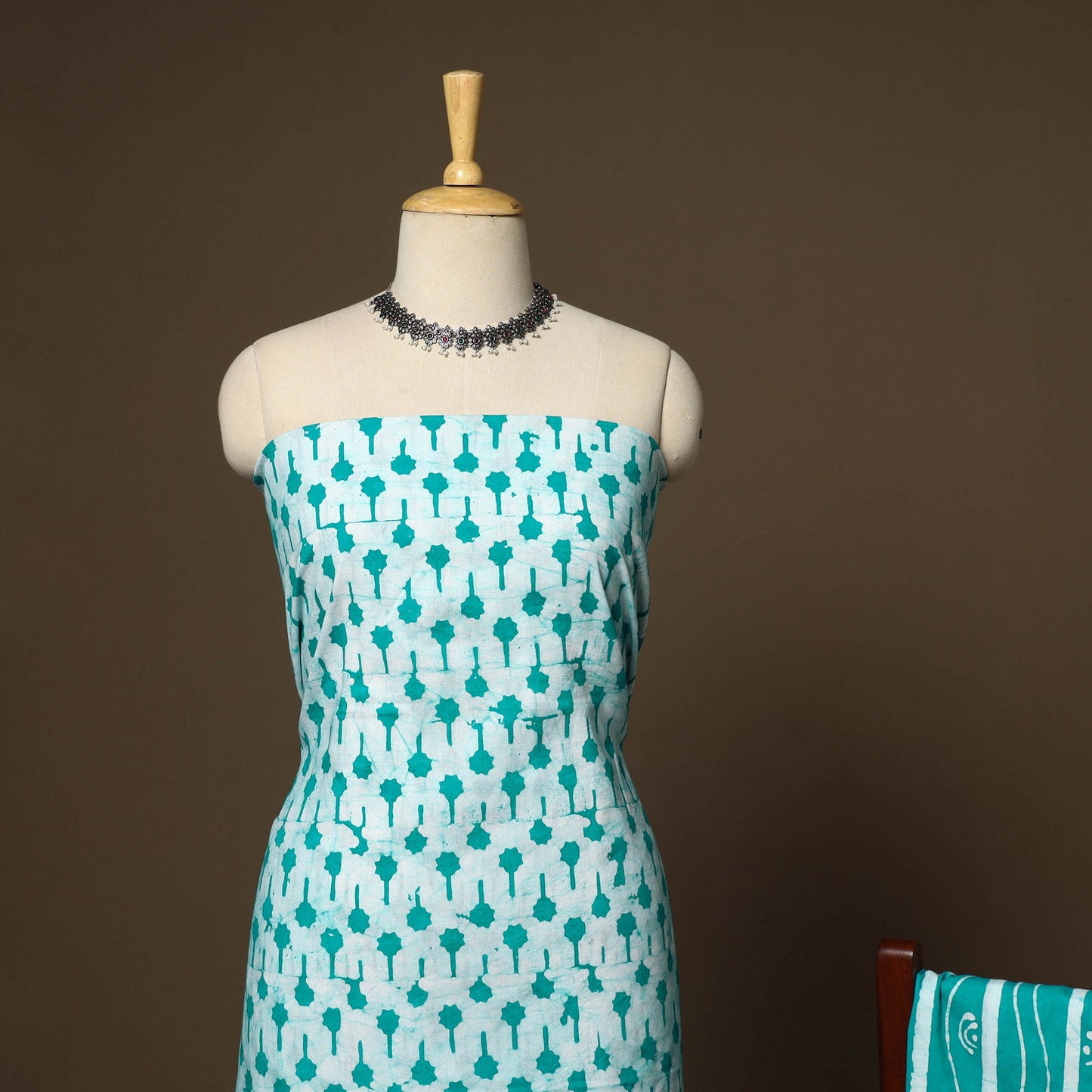 Blue - 3pc cotton kutch batik dress material 15