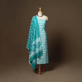 Blue - 3pc cotton kutch batik dress material 15