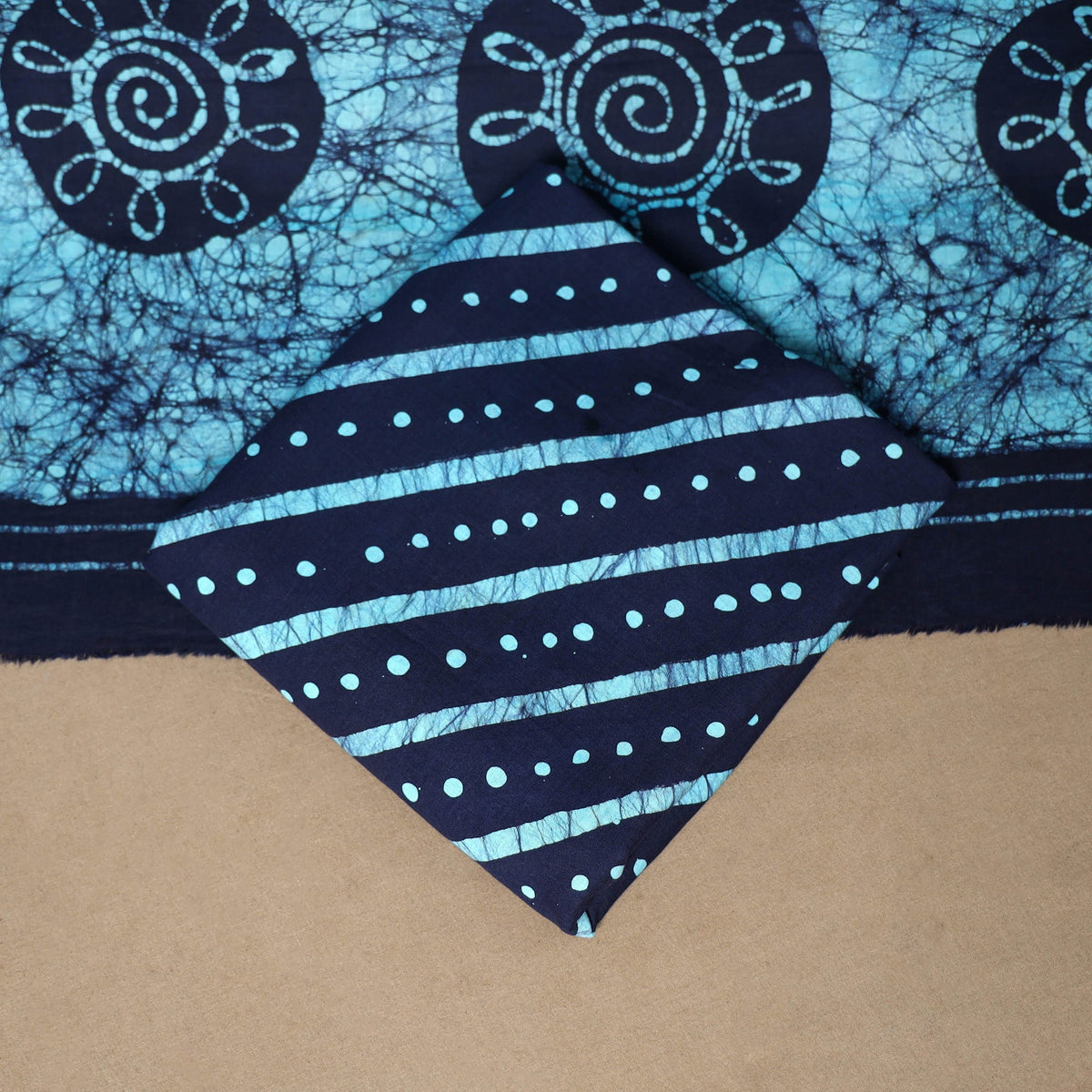 Blue - 3pc cotton kutch batik dress material 06
