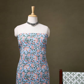 Blue - 3pc cotton sanganeri unstitched dress material 05