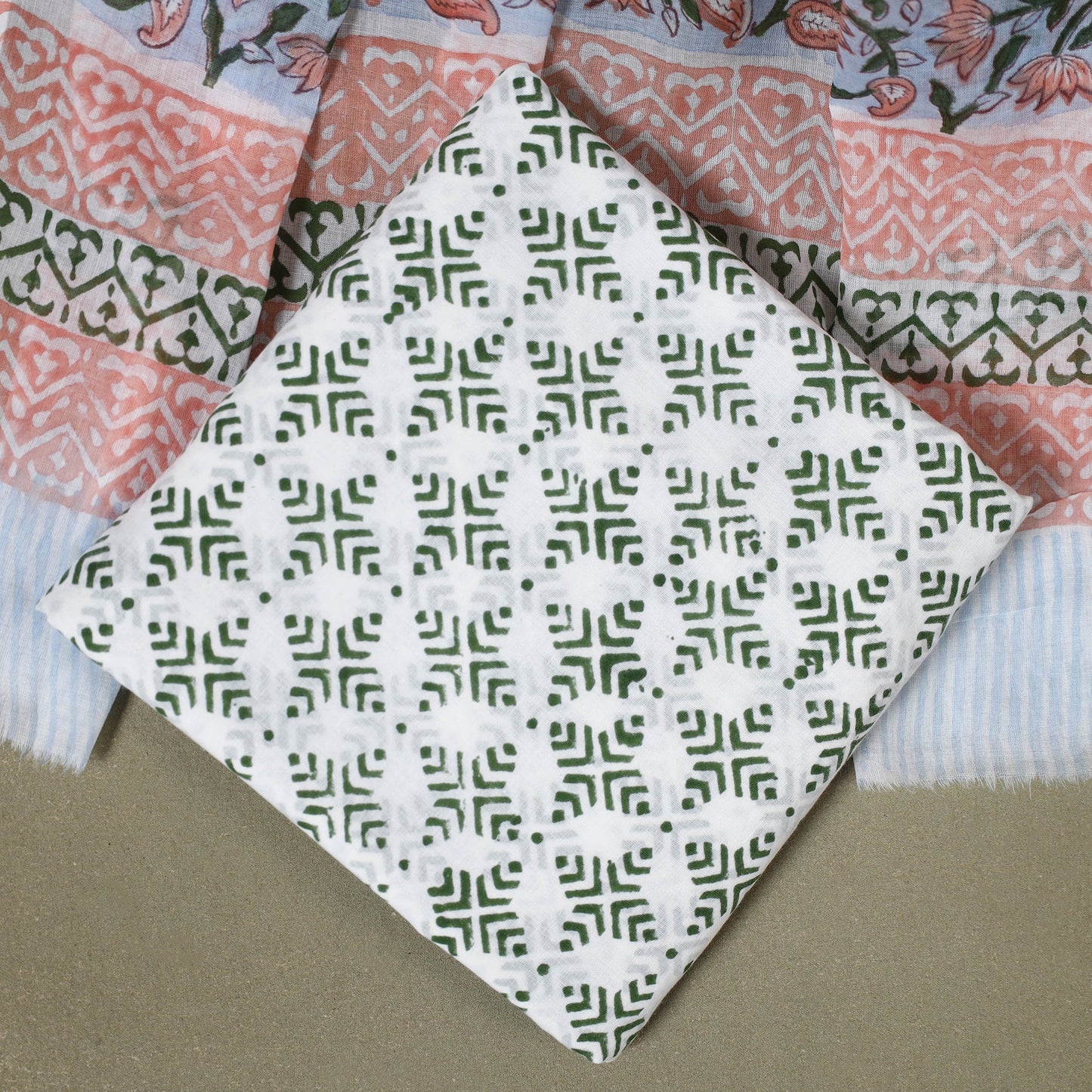 Blue - 3pc cotton sanganeri unstitched dress material 05