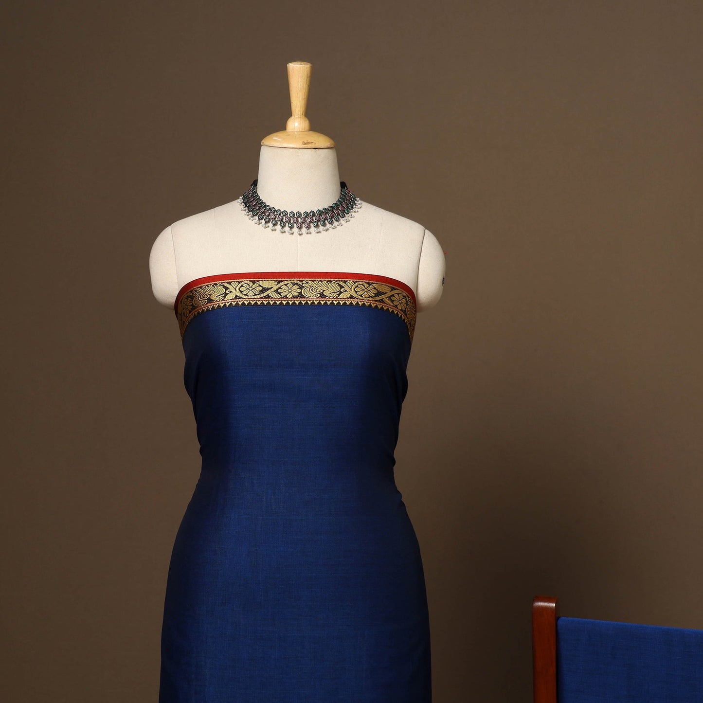 Blue - 3pc cotton unstitched dharwad dress material 06