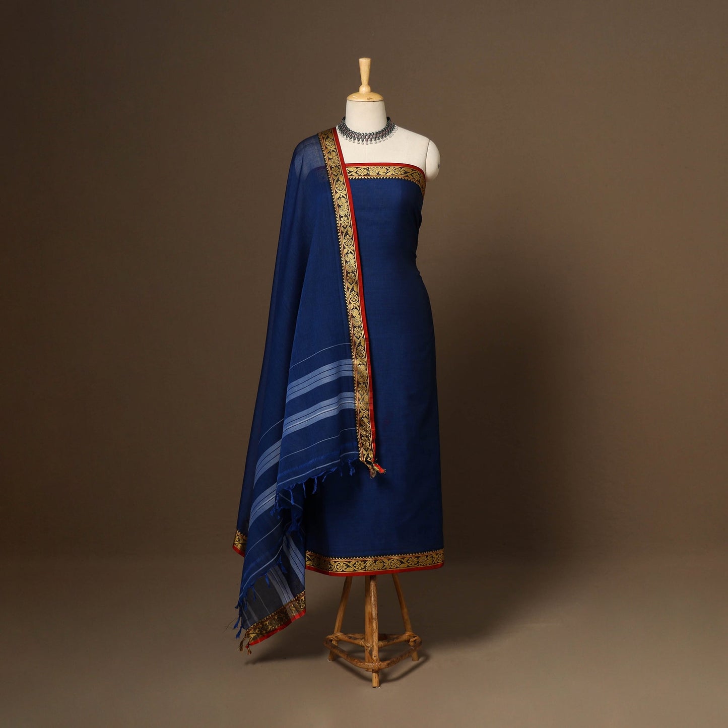 Blue - 3pc cotton unstitched dharwad dress material 06