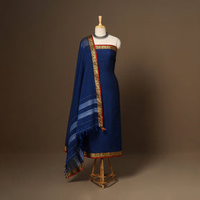 Blue - 3pc cotton unstitched dharwad dress material 06