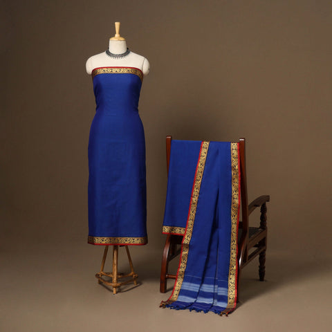 Blue - 3pc cotton unstitched dharwad dress material 10