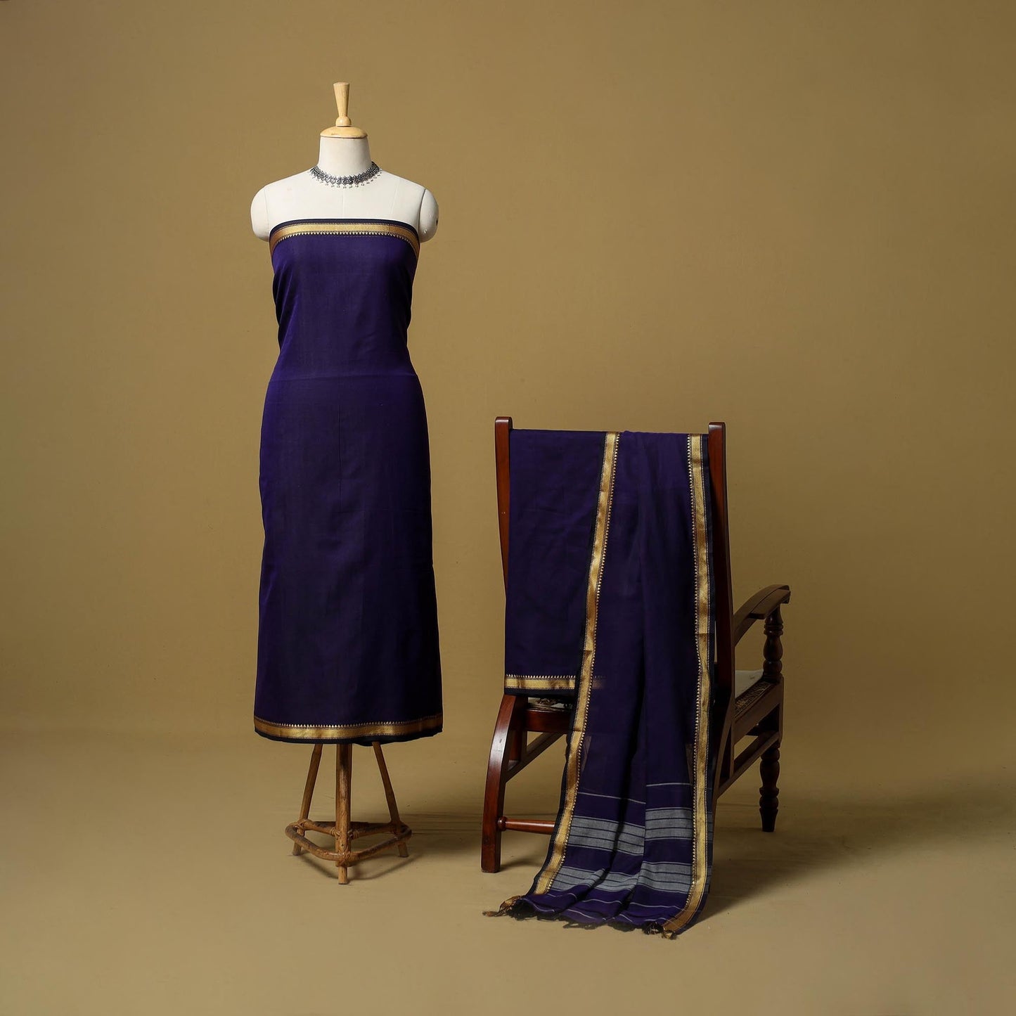 3pc cotton unstitched dharwad dress material with border 01