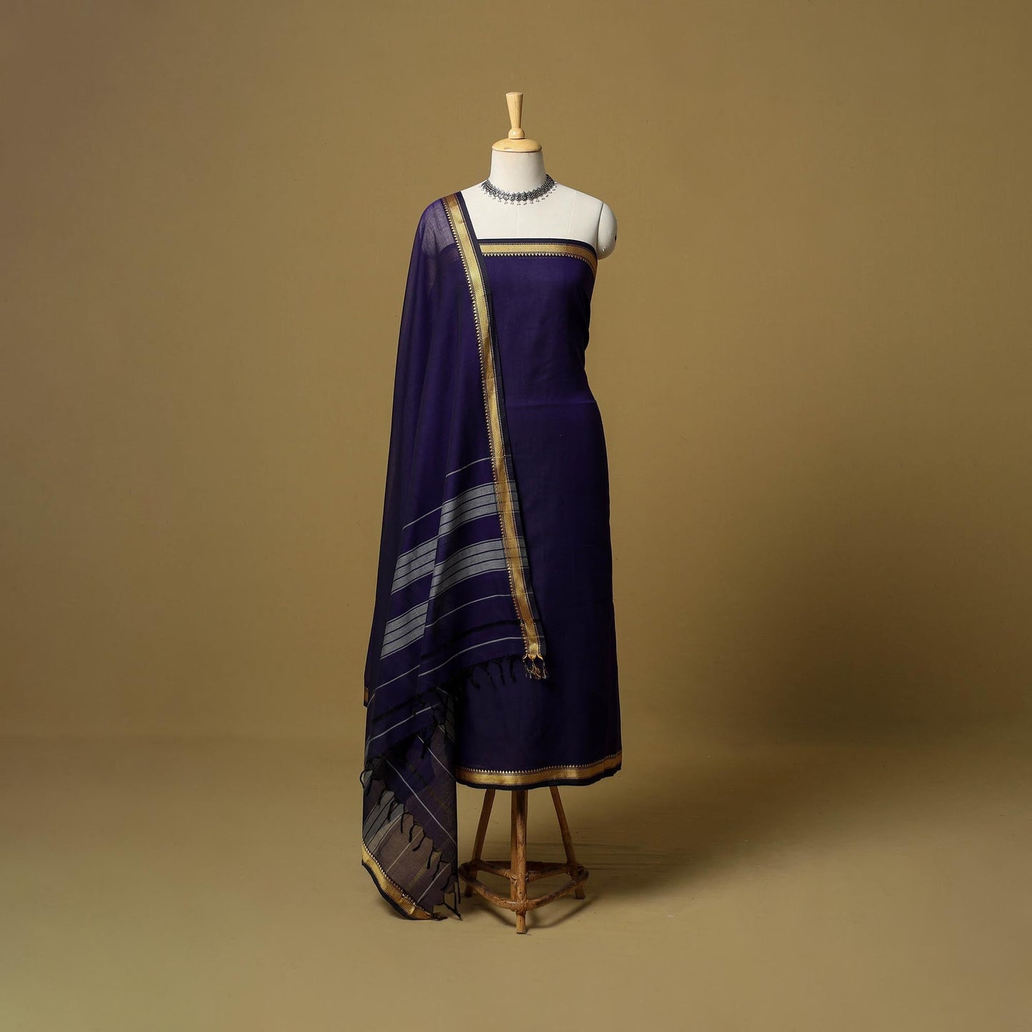 3pc cotton unstitched dharwad dress material with border 01